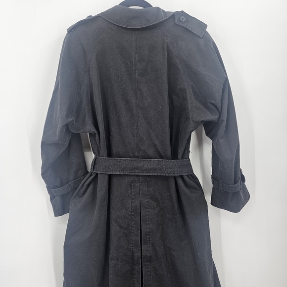Burberry Vintage Trench Coat Black with Liner Nova Check Size 8 (X-Long Length) - Picture 10 of 14